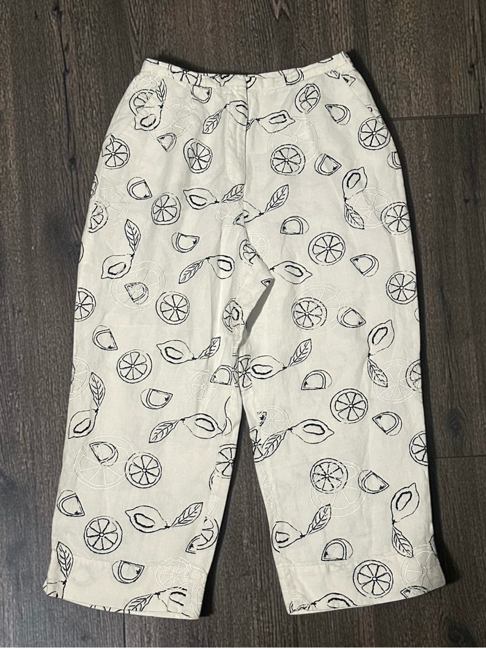 Laura Ashley Linen Citrus Lemon Print Cropped Pants Women’s Size 8 - Picture 1 of 8